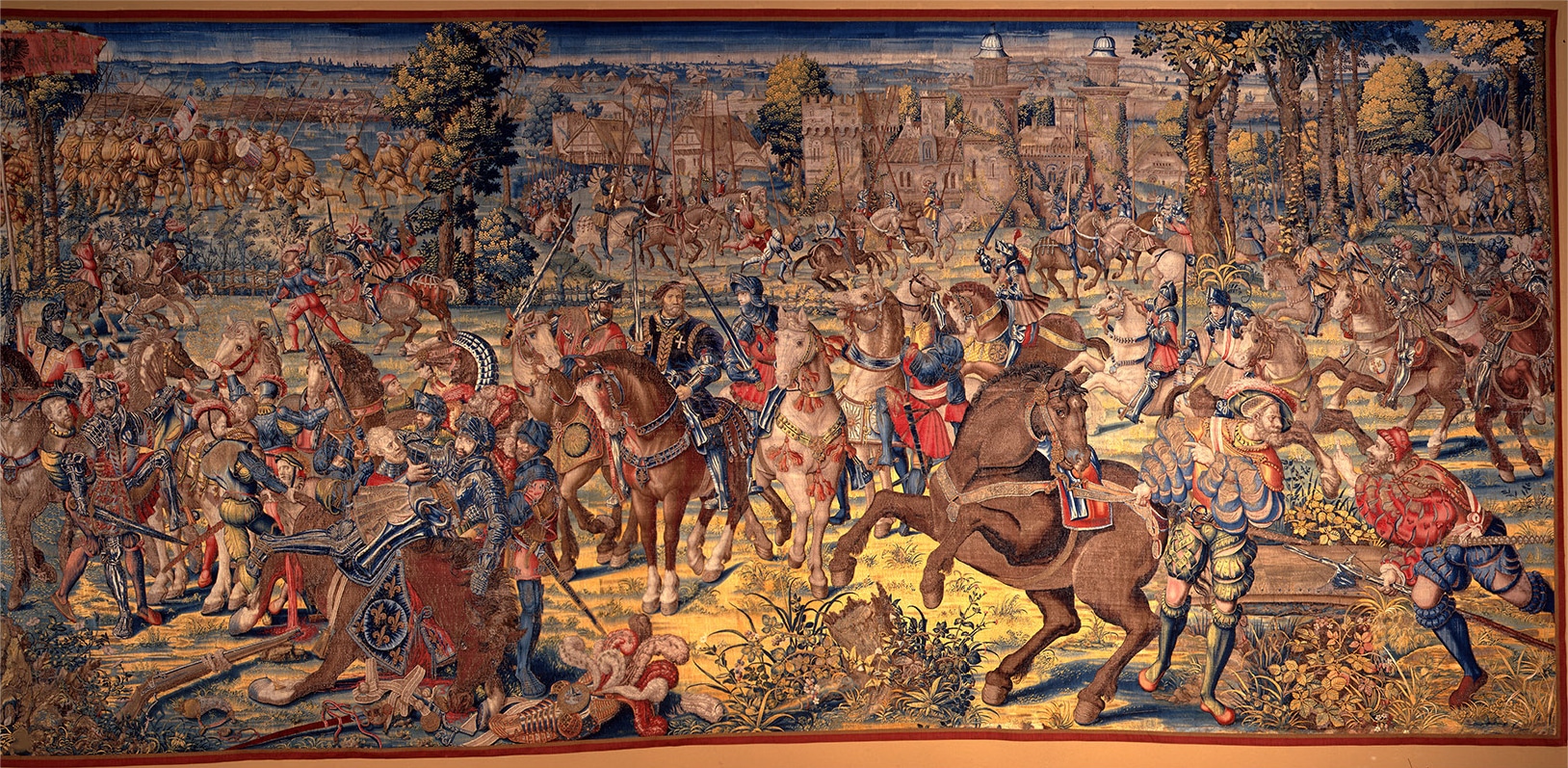 La défaite de Pavie et la capture de Francois Ier, tapisserie de Bernard van Orley, XVIe siècle. (c) Wikipédia.