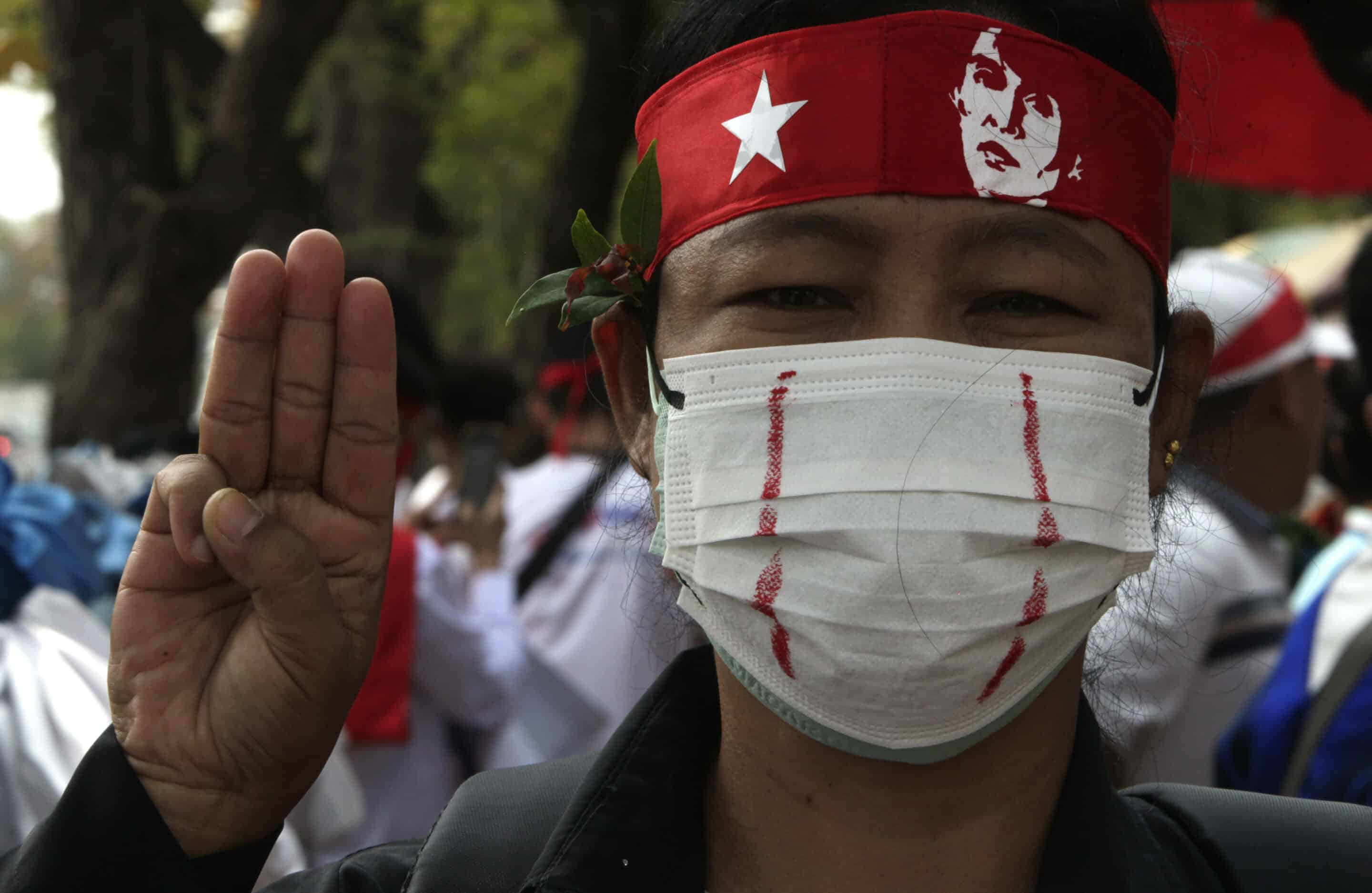 Third anniversary of the coup in Myanmar  in front of the United Nations Building in Bangkok.
- Chaiwat Subprasom / SOPA Images//SOPAIMAGES__UB10359/Credit:SOPA Images/SIPA/2402011254