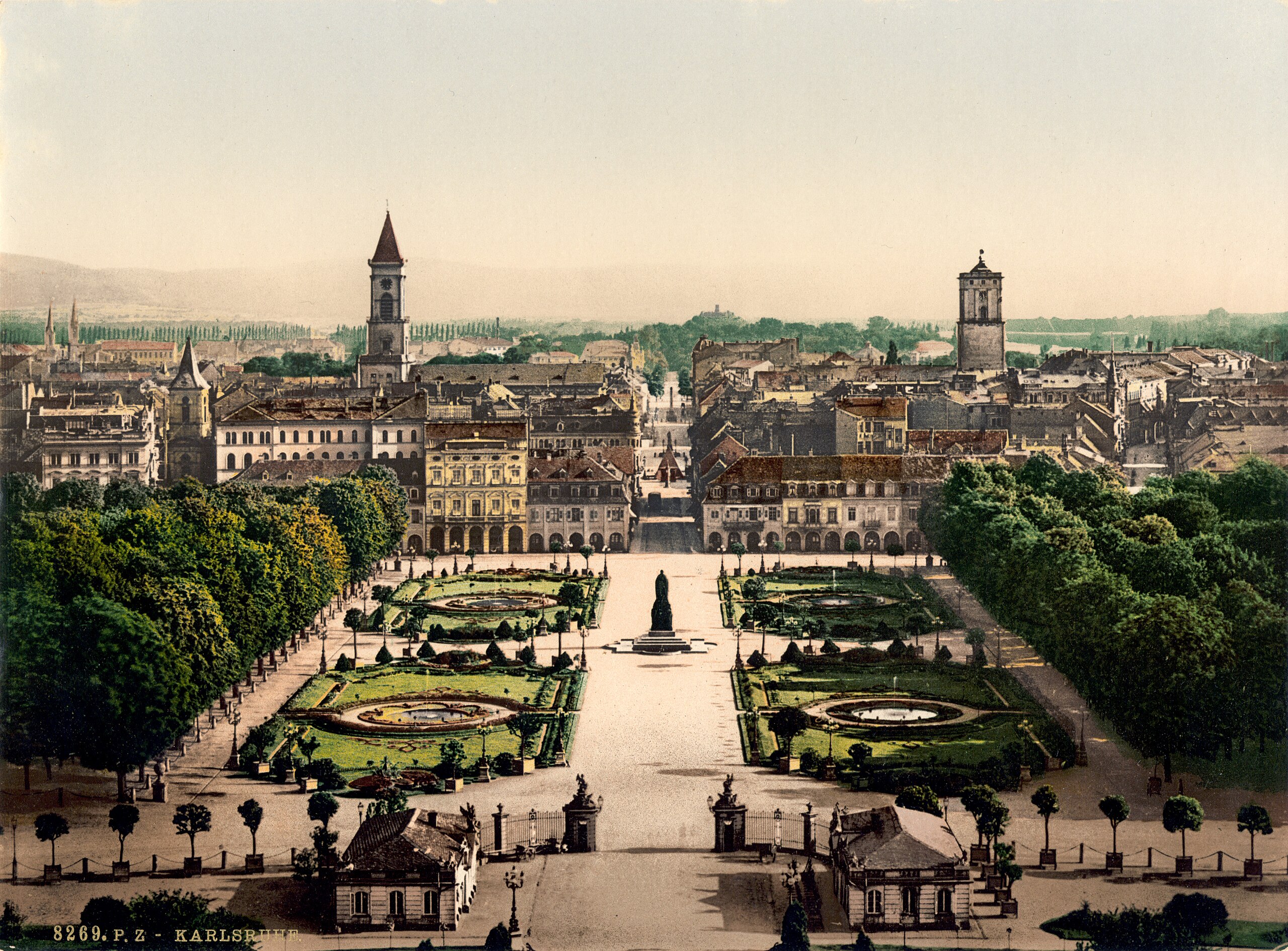 Karlsruhe vers 1900, depuis la tour du château. (C) Wikipedia