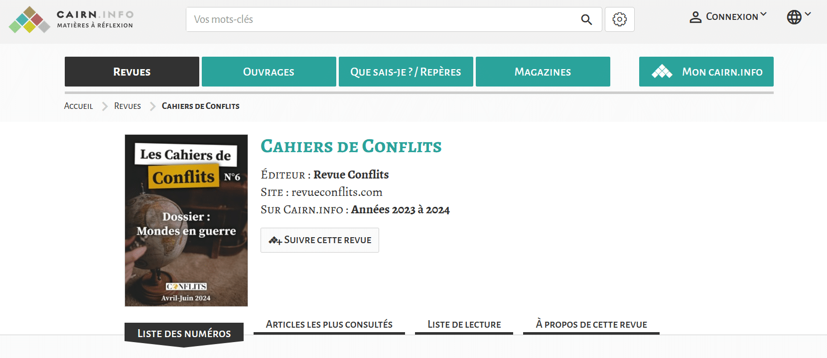 Les Cahiers de Conflits – Mondes en guerre