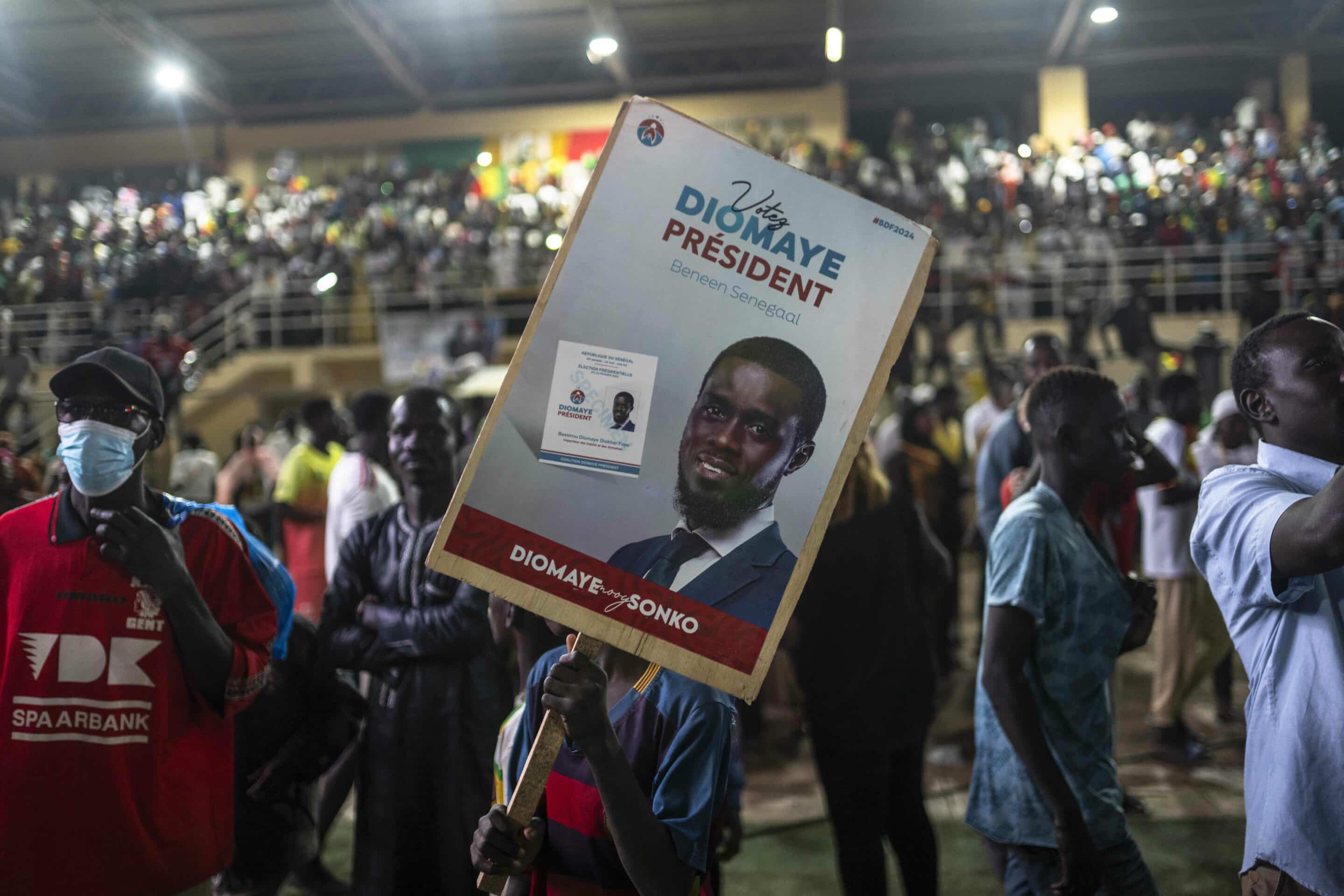Supporters of presidential candidate Bassirou Diomaye Faye  (AP Photo/Mosa'ab Elshamy)/XMS115/24083014573487//2403230134
